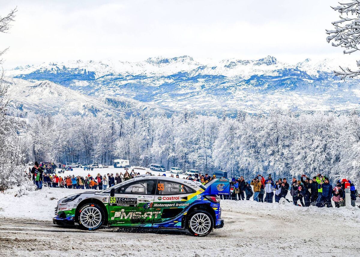 Josh McErlean/Eoin Treacy (Ford Puma Rally1) retired from Rallye Monte-Carlo, the opening round of the World Rally Championship. Pic: M-Sport Ford. Josh McErlean/Eoin Treacy (Ford Puma Rally1) retired from Rallye Monte-Carlo, the opening round of the World Rally Championship. Pic: M-Sport Ford.
