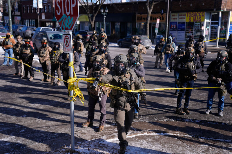 Federal immigration officers deploy pepper spray at protesters in Minneapolis. Picture: Abbie Parr/AP Federal immigration officers deploy pepper spray at protesters in Minneapolis. Picture: Abbie Parr/AP