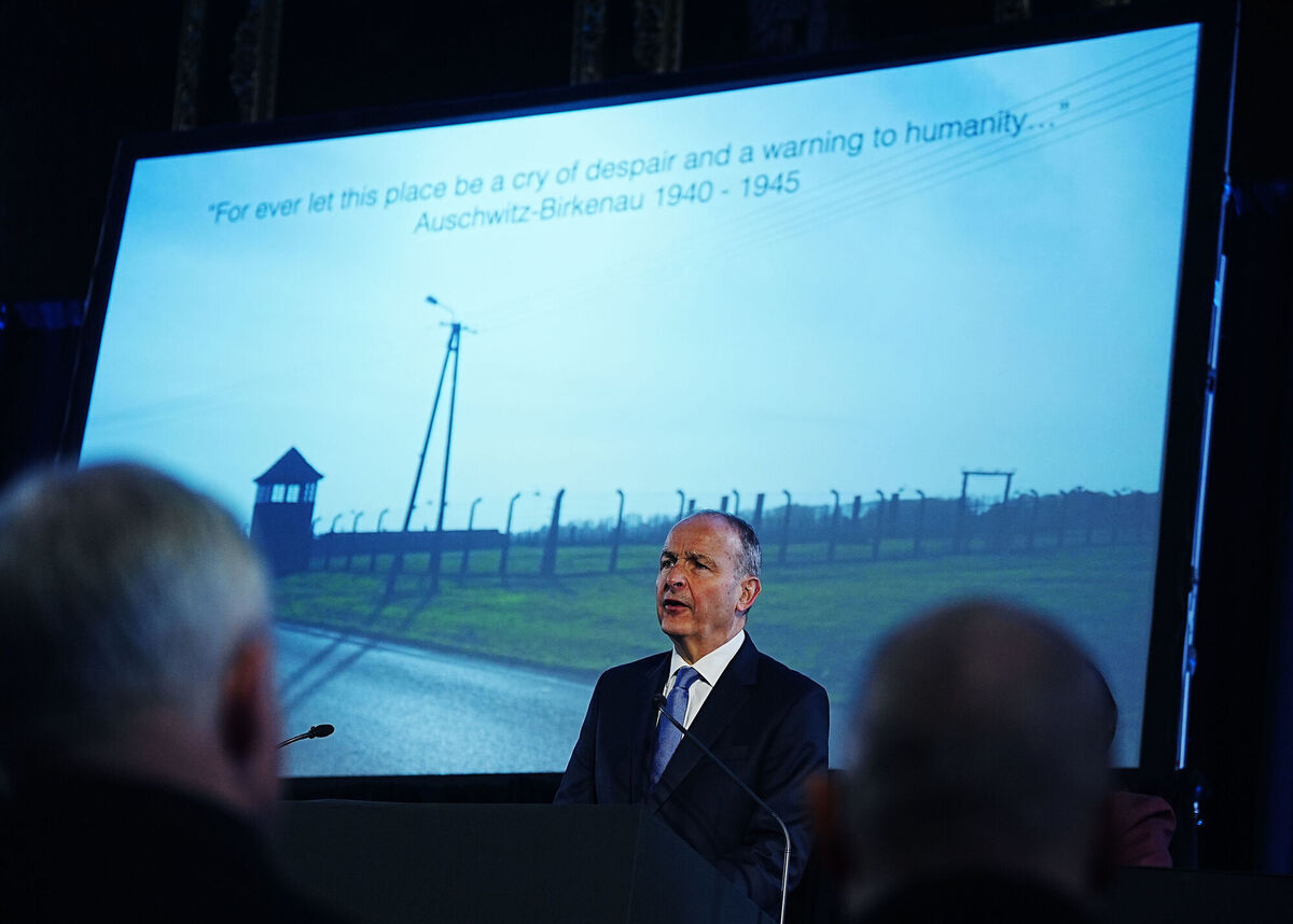 Taoiseach Micheál Martin speaking at the Holocaust Memorial Day commemoration at the Royal Hospital Kilmainham in Dublin. Picture: Brian Lawless/PA
