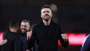 <p>Manchester United manager Michael Carrick celebrates. Pic: Mike Egerton/PA Wire.</p>
