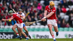 <p>Declan Dalton of Cork scores his side's second goal, a penalty, during the Allianz Hurling League Division 1A match between Cork and Waterford at SuperValu Páirc Uí Chaoimh in Cork. Photo by Ben McShane/Sportsfile</p>