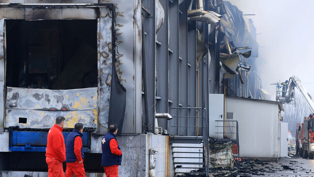 Four people have died after an explosion and fire at a biscuit factory in Trikala, central Greece (George Kidonas/InTime News via AP)