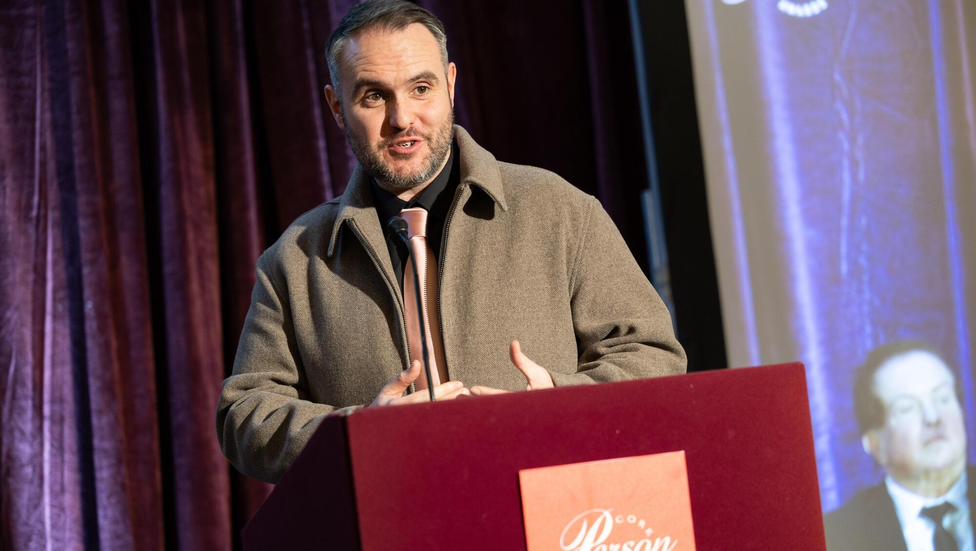 Garry McCarthy was awarded Cork Person of the Year 2026 for his work with the Kabin Studio in Knocknaheeny at the Cork Person of the Year Awards in the Metropole Hotel. He turned the youngsters into confident young superstars. Photo. Darragh Kane