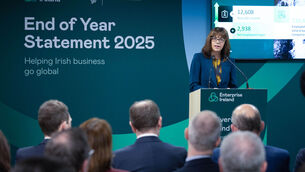 <p>Enterprise Ireland chief executive Jenny Melia speaking at its end-of-year results event in Dublin. </p>