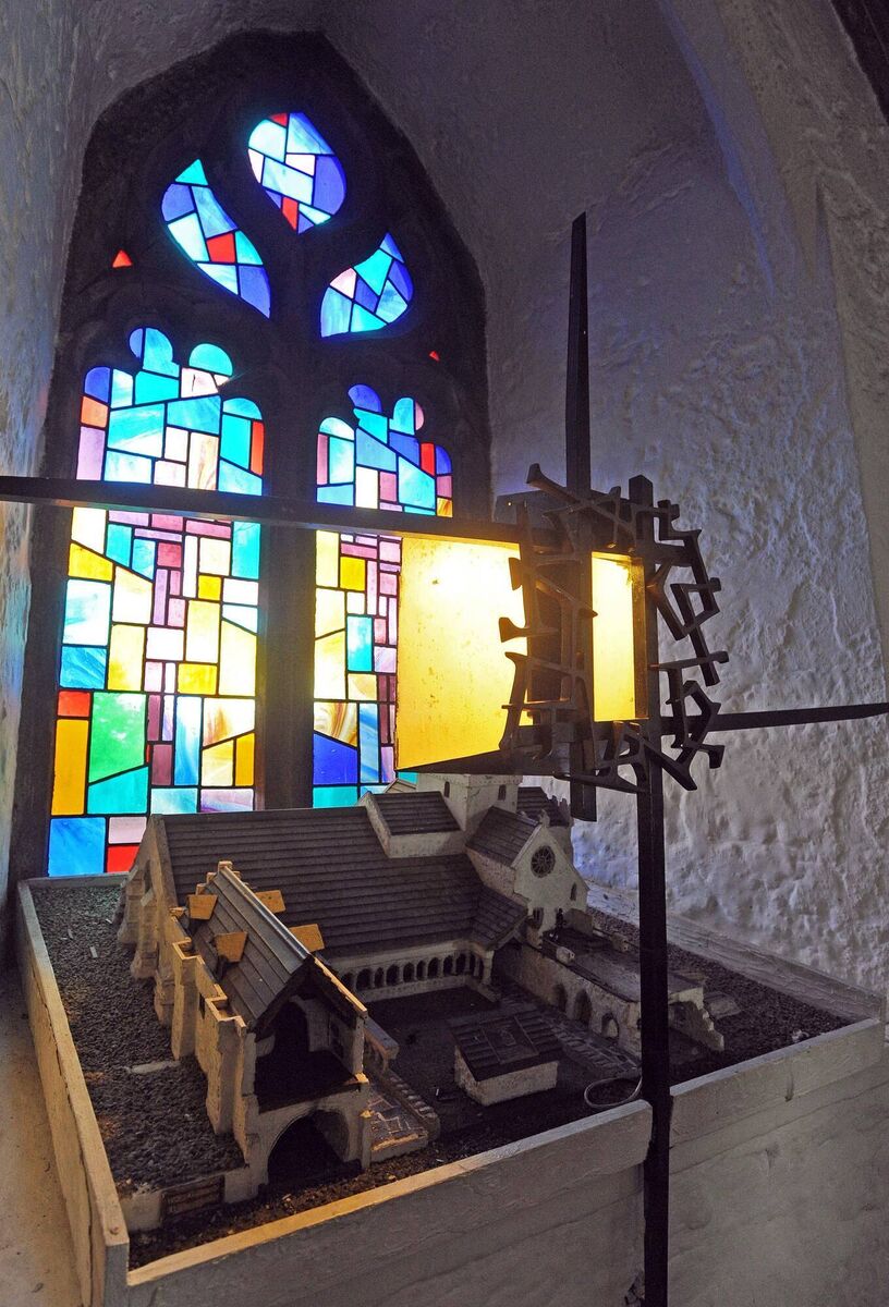 A modern stained glass window illuminates relics at the restored Holycross Abbey in Co Tipperary. Picture: Denis Minihane/Irish Examiner Archive