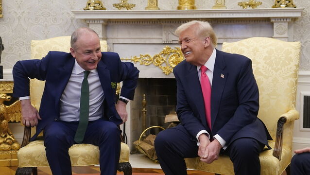 <p>Taoiseach Micheal Martin during a bilateral meeting with US President Donald Trump (PA)</p>
