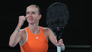 <p>Elina Svitolina celebrates after defeating Coco Gauff (Asanka Brendon Ratnayake/AP)</p>