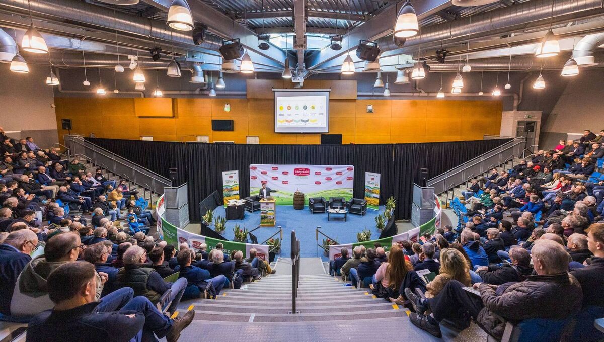 A large crowd listen to the speakers at the Dairygold Annual Tillage Conference at Corrin Event Centre, Fermoy, Co Cork. Photo: Peter.p.photos 