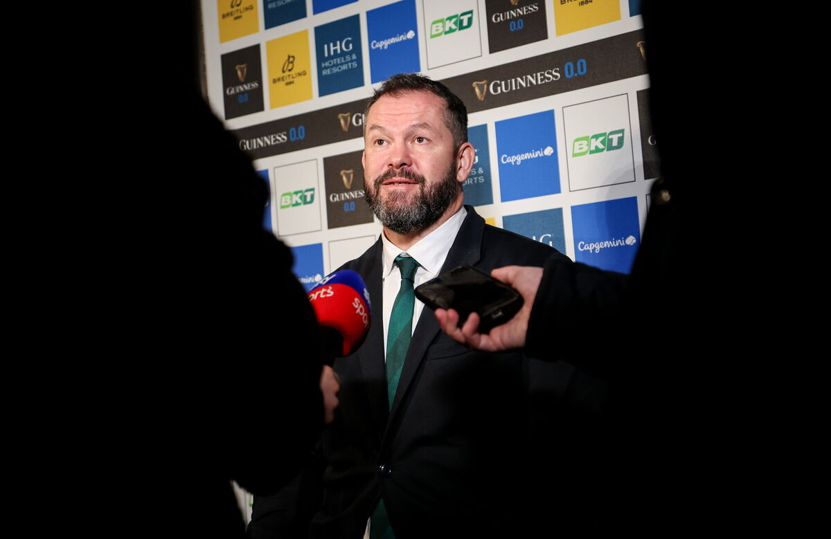 Andy Farrell talks to media during the Six Nations launch. Pic: Ross MacDonald/Sportsfile