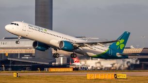 <p>Aer Lingus flight departing from Manchester Airport.</p>