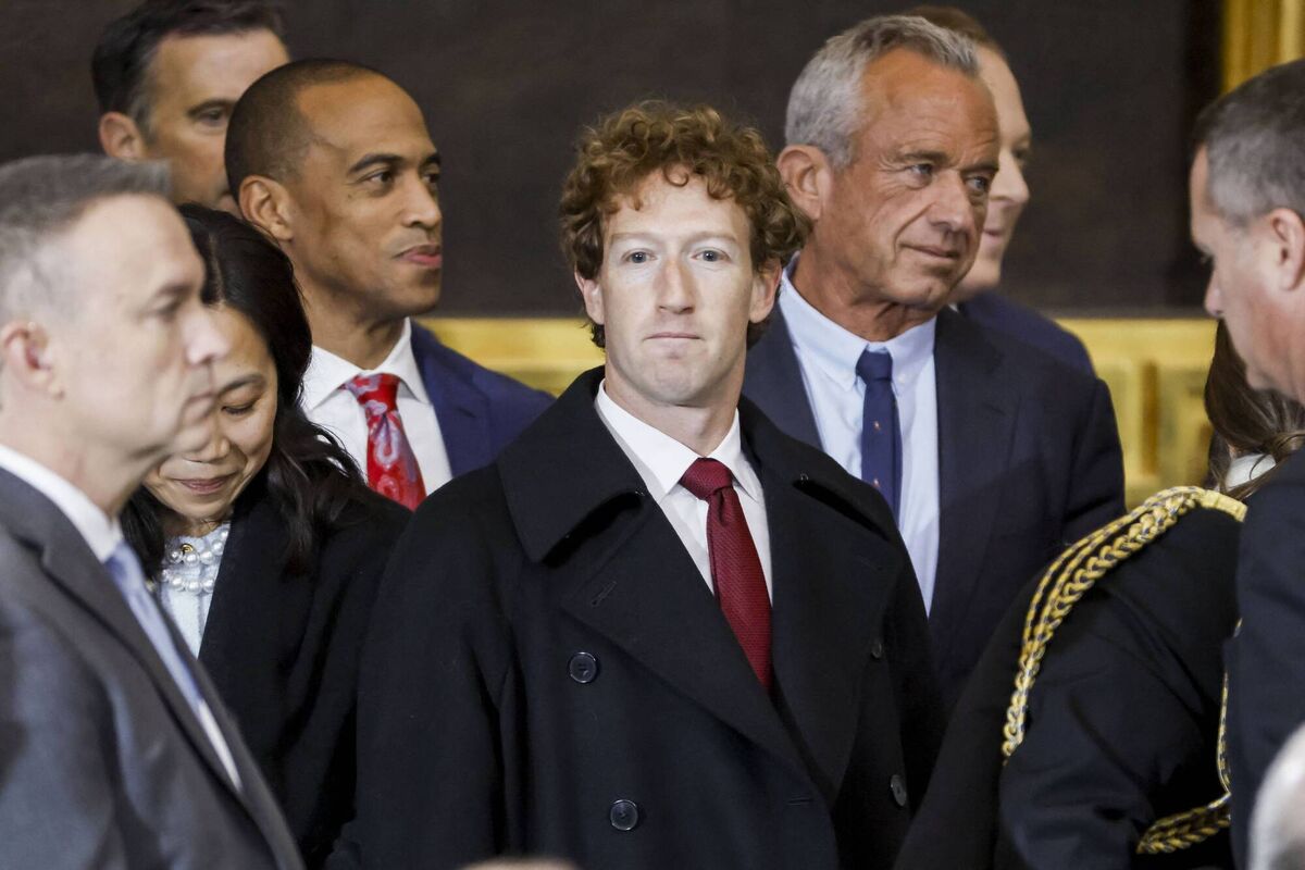 Mark Zuckerberg (centre), CEO of Meta, at Donald Trump's inauguration ceremony on January 20, 2025. Under American laws such as the CLOUD Act, US authorities can compel US companies to hand over data, even if that data is stored in Ireland or elsewhere in the EU. File photo: Shawn Thew/AFP
