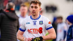 <p>DID HE KICK IT? Monaghan's Mícheál Bannigan following the defeat by Armagh. Pic: ©INPHO/James Lawlor</p>