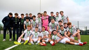 <p>CHAMPIONS AGAIN: Holders UCD completed a historic four consecutive Irish Universities Harding Cup wins with a convincing 3-2 defeat of UCC in the decider at Belfield. Pic: John Hudson.</p>