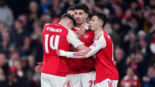 <p>SCORER KAI: Arsenal's Kai Havertz celebrates with team-mates after scoring.</p> <p>SCORER KAI: Arsenal's Kai Havertz celebrates with team-mates after scoring.</p>