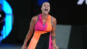 <p>Aryna Sabalenka yells during her win over Elina Svitolina. Pic: Dita Alangkara/AP</p> <p>Aryna Sabalenka yells during her win over Elina Svitolina. Pic: Dita Alangkara/AP</p>