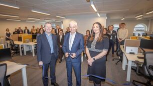 <p>Dalata group financial controller Stephen Clarke,chief executive Dermot Crowley, and Shared Service Centre head and Edel Conran at the new SSC offices on Parnell Place, Cork city.</p>