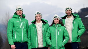 <p>Team Ireland athletes, from left, Ben Lynch, Cormac Comerford, Anabelle Zurbay and Thomas Maloney Westgaard in Bolzano, Italy ahead of the 2026 Winter Olympics. Pic: David Fitzgerald/Sportsfile</p>