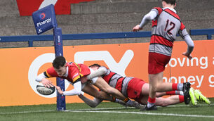 <p> Mal O'Leary scores the opening try for CBC. Pic: Larry Cummins</p> <p> Mal O'Leary scores the opening try for CBC. Pic: Larry Cummins</p>