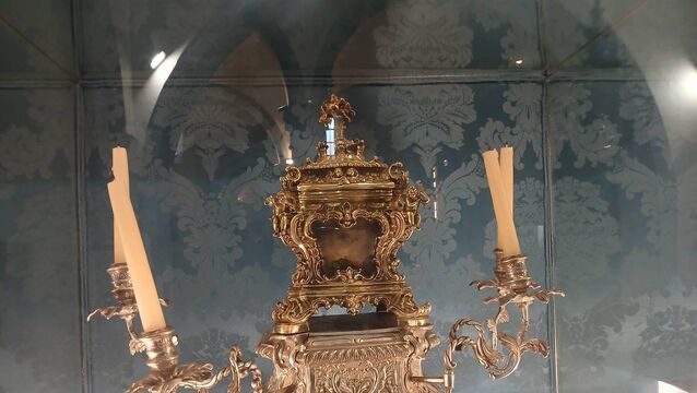 <p>The reliquary which contains a fragment of St Brigid's skull purportedly taken there by Irish knights in the 13th century. Photo: Orla Riordan.</p>