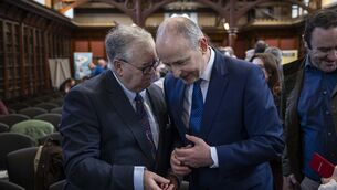 <p>TALK TO JOE: AN Taoiseach Micheál Martin speaking with Joe Duffy at a landmark conference to commemorate 100 years of Irish radio at UCC.</p>