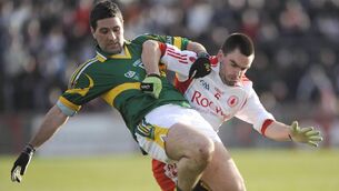 <p>Brian Sheehan, Kerry, tussles with Ryan McMenamin, Tyrone in Omagh in February 2009. Pic: Oliver McVeigh / SPORTSFILE</p> <p>Brian Sheehan, Kerry, tussles with Ryan McMenamin, Tyrone in Omagh in February 2009. Pic: Oliver McVeigh / SPORTSFILE</p>