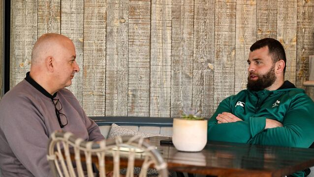 <p>DOWN TO BUSINESS: Michael Milne and the Irish Examiner's Simon Lewis chatting at Ireland's Six Nations prep camp at Quinta do Lago on the Algarve. Pic: Brendan Moran/Sportsfile</p>