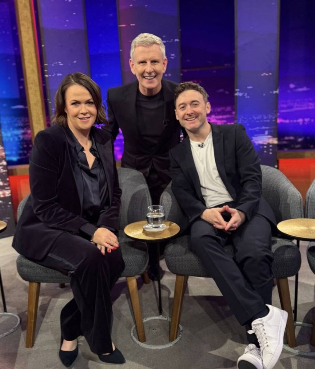 Laurita Blewitt and Conor Moore with Patrick Kielty on the Late Late Show GAA special