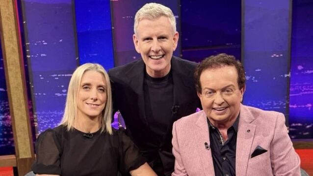 <p>Cora Staunton, Marty Morrissey and Patrick Kielty on the Late Late Show GAA special</p>