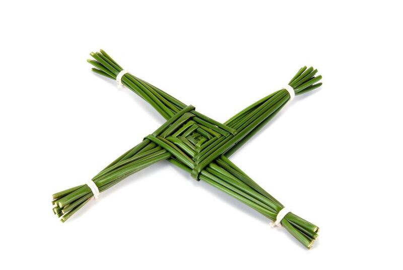 A traditional St Brigid's Cross woven from reeds. Stock picture