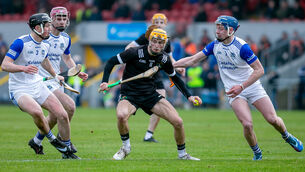 <p>Eoghan Doughan of St. Joseph's CBS, Nenagh in action against Colm Daly, Conor Hill and Sean McNamara of St. Flannan's. Pic: Natasha Barton</p>