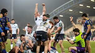 <p>Connacht players celebrate after Oisin McCormack scored a bonus point try. Pic: Tim Rogers/Sportsfile</p> <p>Connacht players celebrate after Oisin McCormack scored a bonus point try. Pic: Tim Rogers/Sportsfile</p>