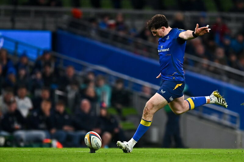 Charlie Tector of Leinster kicks a conversion. Pic: Tyler Miller/Sportsfile