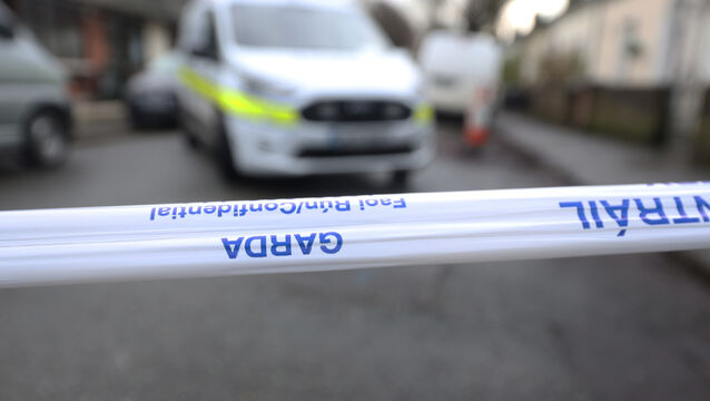 <p>Gardaí and emergency services at the scene on Foster Terrace in Ballybough on Sunday. Picture: Leah Farrell/RollingNews</p>