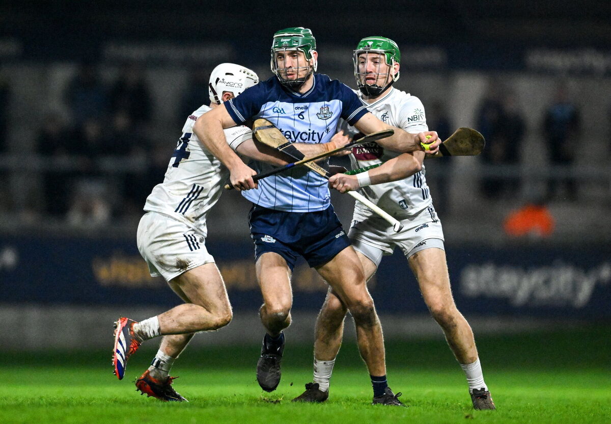 Chris Crummey of Dublin in action against Muiris Curtin, left, and Jack Sheridan. Pic: Dáire Brennan/Sportsfile Chris Crummey of Dublin in action against Muiris Curtin, left, and Jack Sheridan. Pic: Dáire Brennan/Sportsfile