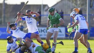 <p>GROUND BATTLE: Limerick's William O'Donoghue clears Waterford's Darragh Lyons from the ruck. Pic: INPHO</p> <p>GROUND BATTLE: Limerick's William O'Donoghue clears Waterford's Darragh Lyons from the ruck. Pic: INPHO</p>