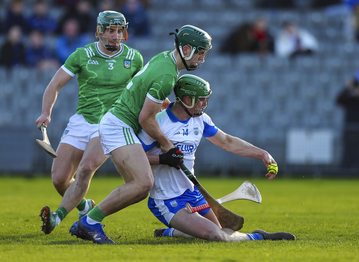 Waterford's Michael Kiely in action against Limerick's Matthew Fitzgerald. Pic: Inpho