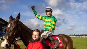 <p>Mark Walsh on Majborough celebrates winning The Ladbrokes Dublin Steeplechase (Grade 1). Pic: Morgan Treacy/Inpho</p> <p>Mark Walsh on Majborough celebrates winning The Ladbrokes Dublin Steeplechase (Grade 1). Pic: Morgan Treacy/Inpho</p>