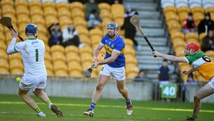 <p>Jason Forde of Tipperary scores the fifth goal against Offaly at Glenisk O'Connor Park in Tullamore, Offaly. Photo by Matt Browne/Sportsfile</p>