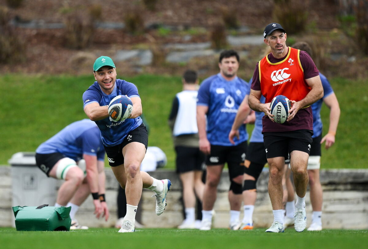 James Lowe works on his passing at The Campus in Quinta do Lago. Pic: Brendan Moran/Sportsfile