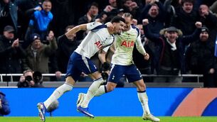 <p>Tottenham Hotspur's Dominic Solanke celebrates his brace. Pic: Bradley Collyer/PA</p>