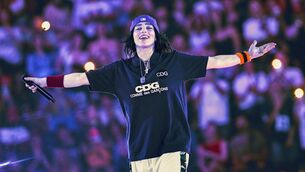 <p>Accepting her award, US singer Eilish was joined on stage by her brother Finneas, with both wearing “ICE out” pins, as she said: “Thank you so much, I can’t believe this, everyone else in this category are so amazing, I love you so much</p>