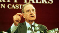 SENATOR AND CHAIRMAN OF THE MULTIPARTY TALKS GEORGE MITCHELL IN DUBLIN CASTLE.18/2/98.PIC LEON FARRELL/PHOTOCALL IRELAND!