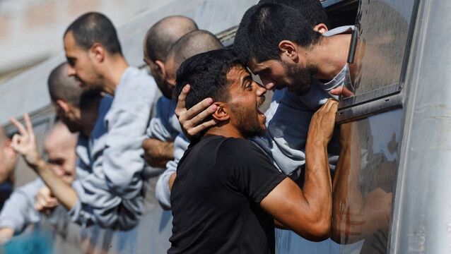 <p>A prisoner swap after the October 2025 ceasefire between Israel and Hamas. Hundreds more Palestinians have been killed since.</p>