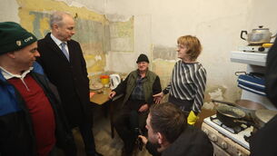 <p>Taoiseach Micheál Martin meets Maryellen McNamara (right) and John McNamara (centre) whose home was damaged in the recent flooding. Picture: Liam McBurney/PA Wire</p> <p>Taoiseach Micheál Martin meets Maryellen McNamara (right) and John McNamara (centre) whose home was damaged in the recent flooding. Picture: Liam McBurney/PA Wire</p>