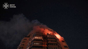 A fire broke out at a multi-storey apartment building following a Russian attack in Kyiv (Ukrainian Emergency Service via AP) A fire broke out at a multi-storey apartment building following a Russian attack in Kyiv (Ukrainian Emergency Service via AP)