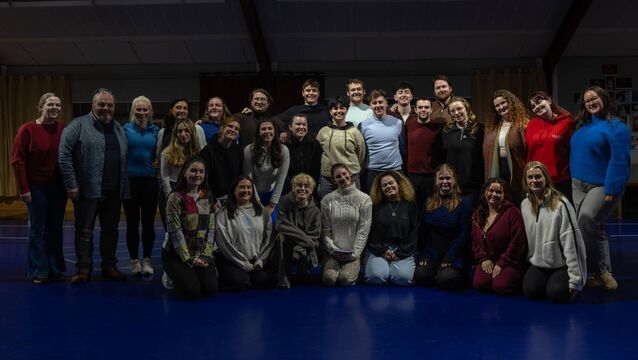 <p>Cast members and others gather for rehearsals  of Come From Away, featuring students from the BA in Musical Theatre at MTU Cork School of Music. Picture: Leah O'Shea</p>