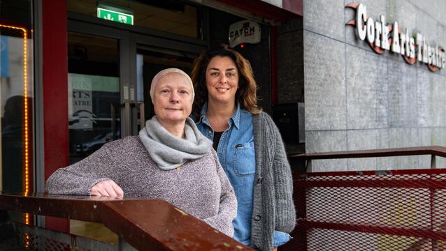 <p>Fin Flynn of Cork Arts Theatre, and 'Infinity' director Julie Kelleher at the Carrolls Quay venue. Picture: Chani Anderson</p>