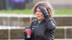 <p>Fiona Donohoe, the mother of 14-year-old Noah Donohoe, outside Belfast Coroner’s Court at an earlier hearing Picture: Niall Carson/PA</p>