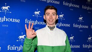 <p>Our Uncle Jack and Michael Kenneally won the Adare Manor Opportunity Handicap Hurdle to give the jockey a treble. Pic: Healy Racing Photo.</p>