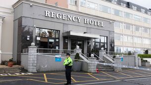 <p>Gardaí cordon off the scene after the fatal shooting of David Byrne, aged 34, from Raleigh Square, Crumlin at the Regency Hotel, Dublin, on February 5, 2016. File Picture: Gareth Chaney/Collins</p>
